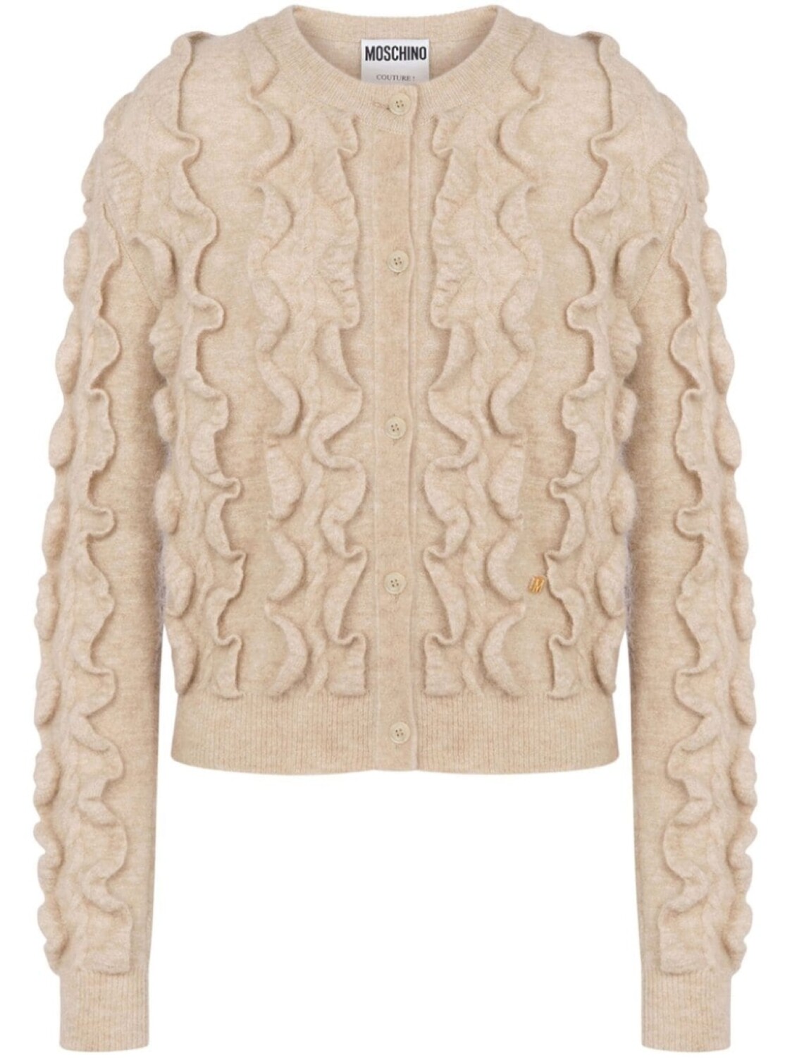Moschino кардиган из смесовой шерсти с оборками, нейтральный цвет
Moschino кардиган из смесовой шерсти с оборками, нейтральный цвет