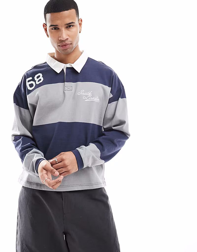 Рубашка-поло Cotton On с длинными рукавами для регби в полоску темно-синего и серого цветов Cotton:On
Рубашка-поло Cotton On с длинными рукавами для регби в полоску темно-синего и серого цветов Cotton:On