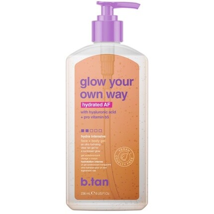 B.Tan Прозрачный гель для автозагара для лица и тела Glow Your Own Way, увлажняющий, ультраувлажняющий, устойчивый к переносу, постепенный автозагар 8 жидких унций