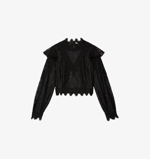 Прозрачный кружевной топ с длинными рукавами The Kooples, черный
Прозрачный кружевной топ с длинными рукавами The Kooples, черный