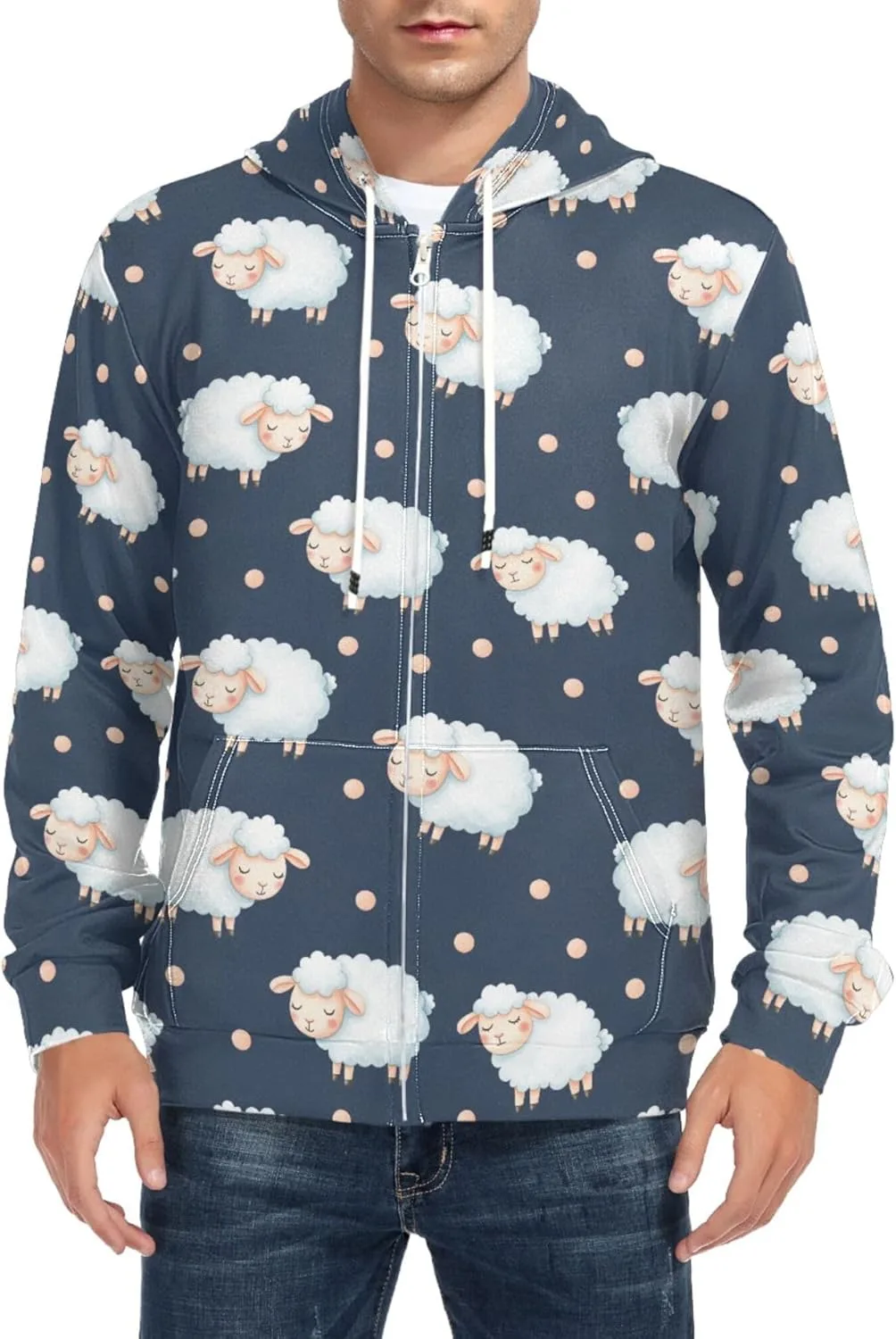 Мужская толстовка с полной молнией и принтом овечки в цвете navy CUPADA
Мужская толстовка с полной молнией и принтом овечки в цвете navy CUPADA