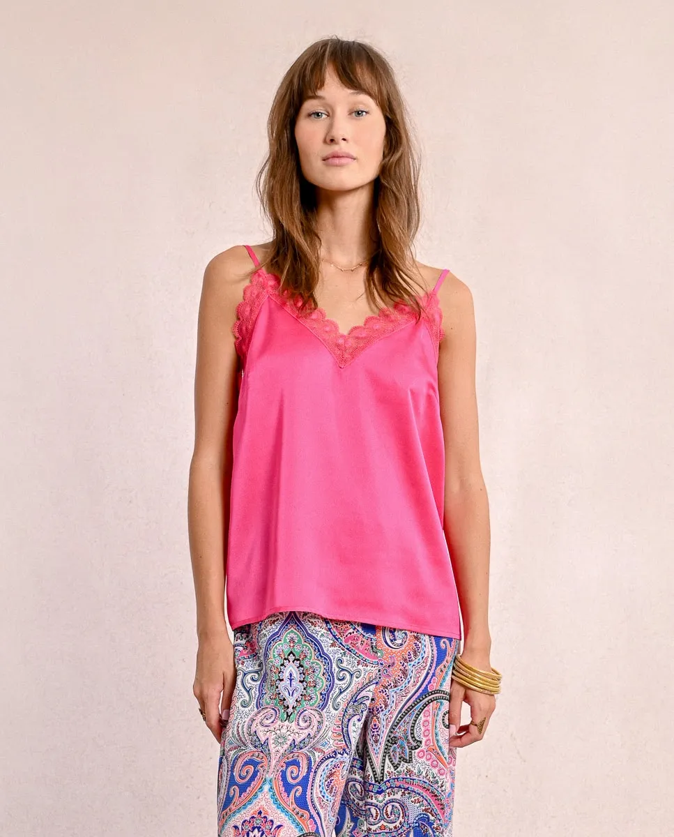 Женский атласный топ на бретелях с кружевом Molly Bracken, розовый
Женский атласный топ на бретелях с кружевом Molly Bracken, розовый