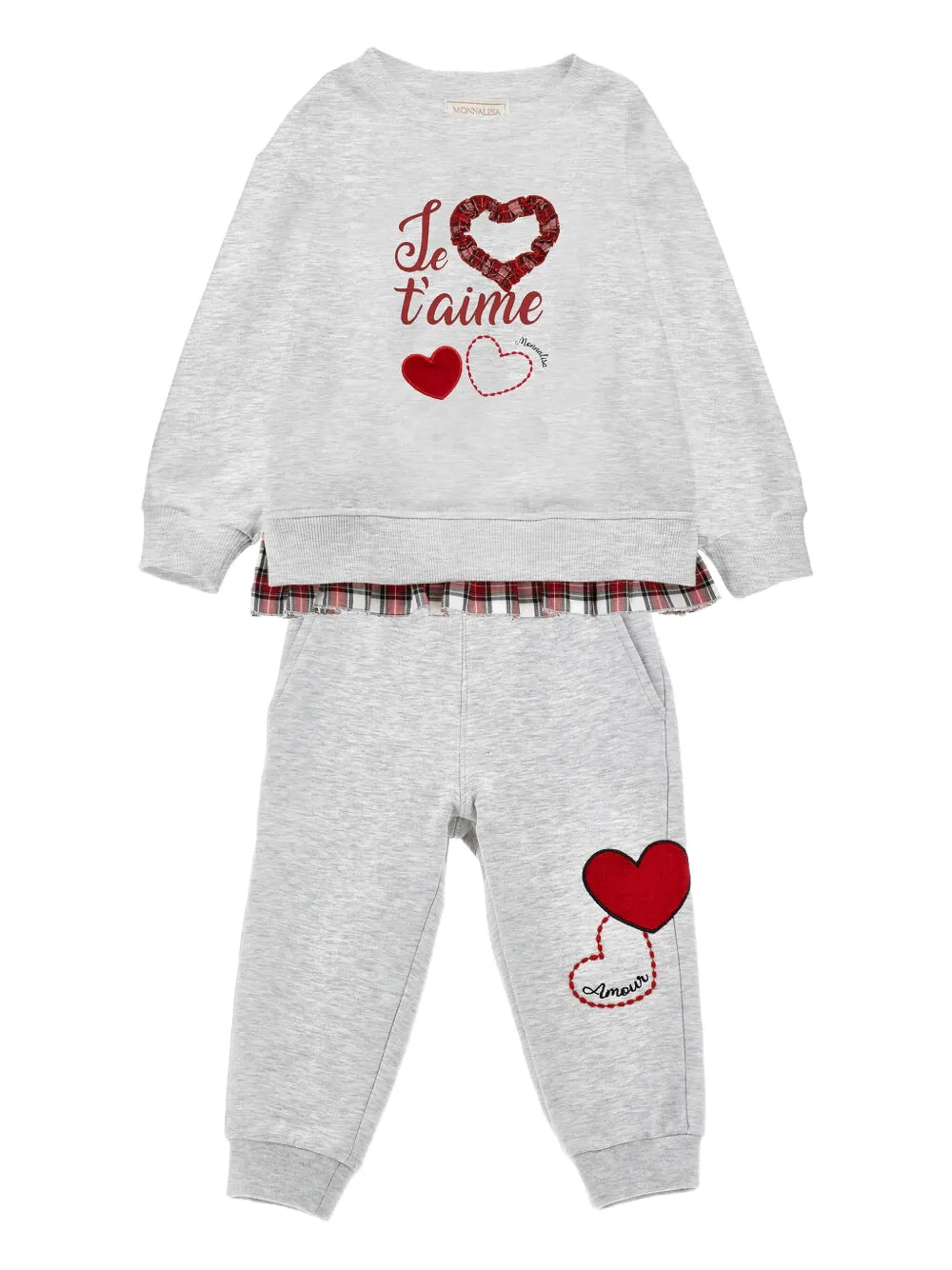 Спортивный костюм с сердечками Monnalisa, серый
Спортивный костюм с сердечками Monnalisa, серый