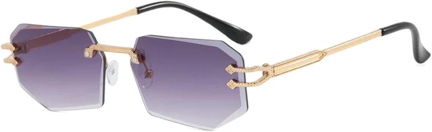 Стильные металлические солнцезащитные очки без оправы для женщин, роскошные очки с градиентными линзами, модные очки с защитой от УФ-излучения UV400 generic, Gold-gray
Стильные металлические солнцезащитные очки без оправы для женщин, роскошные очки с градиентными линзами, модные очки с защитой от УФ-излучения UV400 generic, Gold-gray