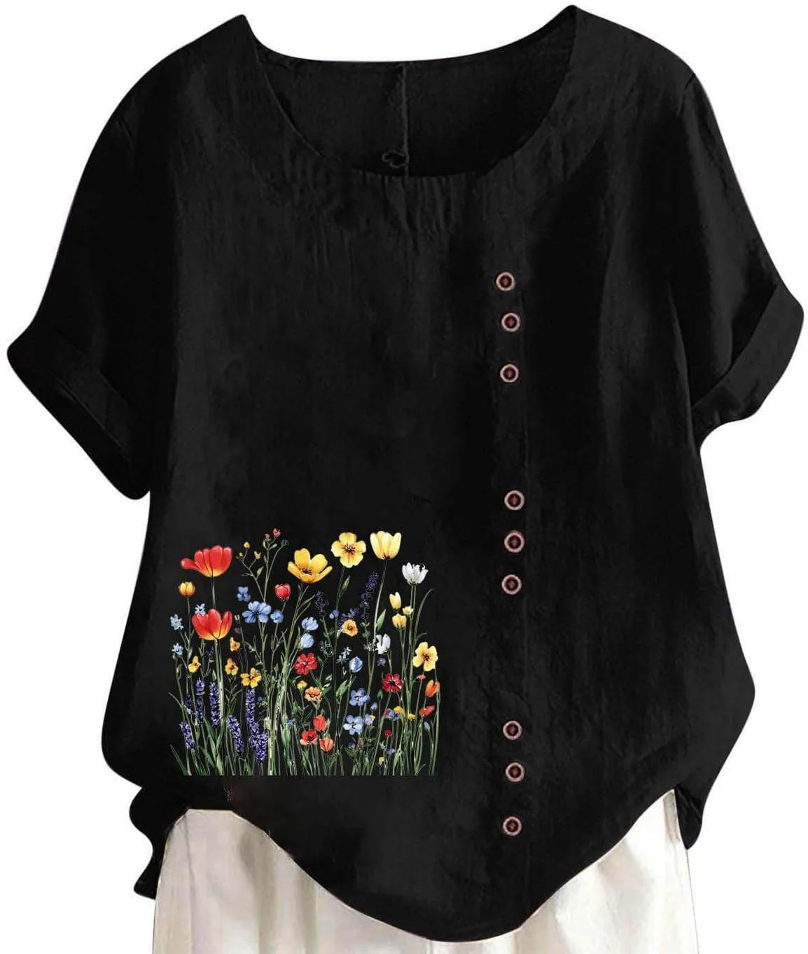 Льняная блузка с коротким рукавом для женщин, летняя футболка с круглым вырезом, plus size, богемный цветочный принт Floleo
Льняная блузка с коротким рукавом для женщин, летняя футболка с круглым вырезом, plus size, богемный цветочный принт Floleo