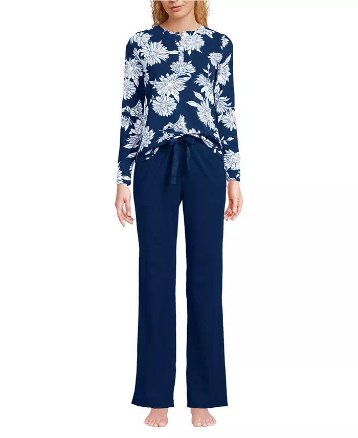 Женский трикотажный пижамный комплект из двух предметов: топ с длинным рукавом и брюки Lands' End, синий
Женский трикотажный пижамный комплект из двух предметов: топ с длинным рукавом и брюки Lands' End, синий
