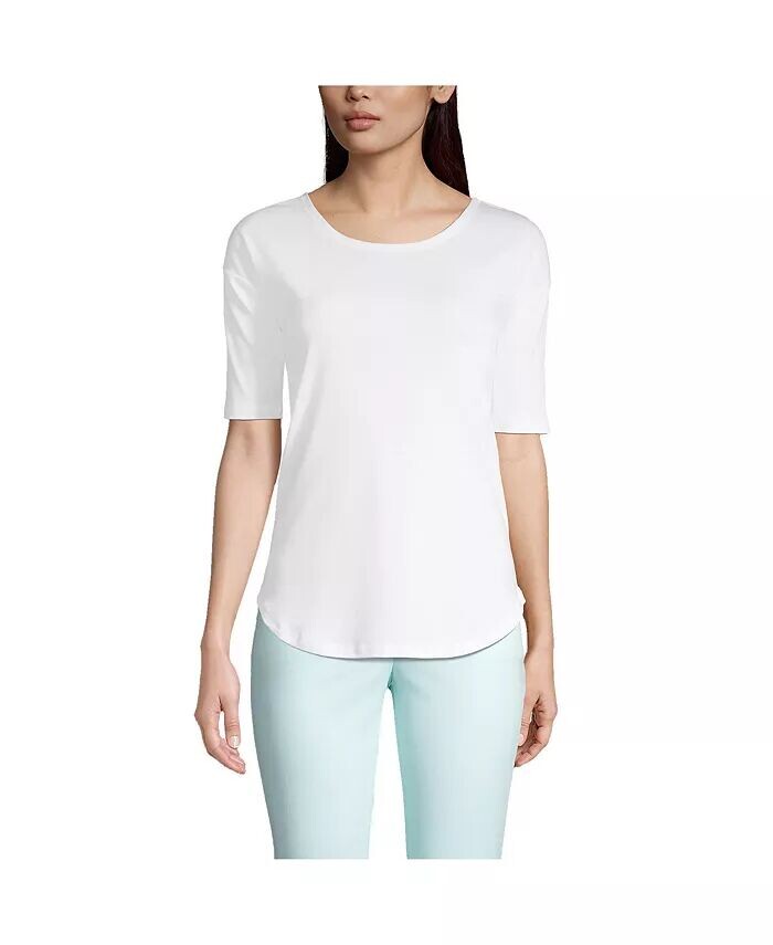 Женский топ Supima с короткими рукавами из микромодала и балетным вырезом с закругленным краем Lands' End, белый
Женский топ Supima с короткими рукавами из микромодала и балетным вырезом с закругленным краем Lands' End, белый