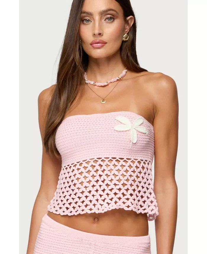 Женский топ без бретелек с цветочным принтом Tahna Edikted, розовый 
Женский топ без бретелек с цветочным принтом Tahna Edikted, розовый