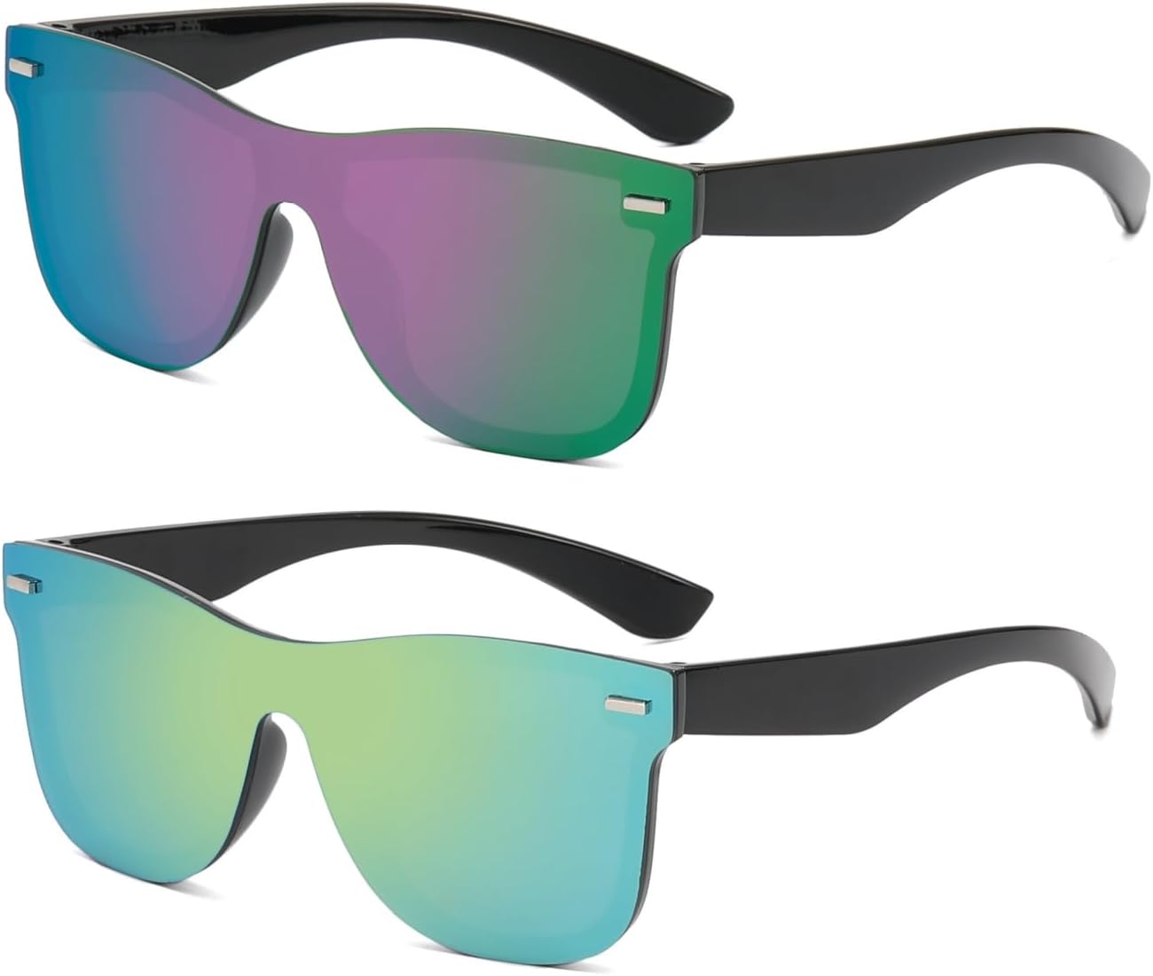 Солнцезащитные очки UV400 без оправы с цельными линзами и светоотражающими элементами — цветные зеркальные солнцезащитные очки для мужчин и женщин (2 шт.) swanoble, Black Frame/Yellow Lens+black Frame/Purple Lens
Солнцезащитные очки UV400 без оправы с цельными линзами и светоотражающими элементами — цветные зеркальные солнцезащитные очки для мужчин и женщин (2 шт.) swanoble, Black Frame/Yellow Lens+black Frame/Purple Lens