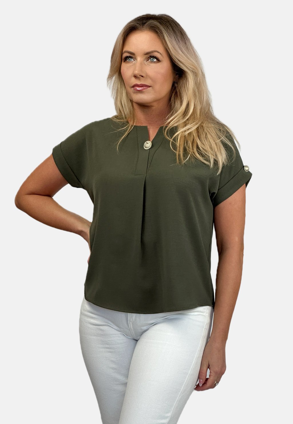 Блуза WITH BUTTON REGINA FASHION, хаки
Блуза WITH BUTTON REGINA FASHION, хаки