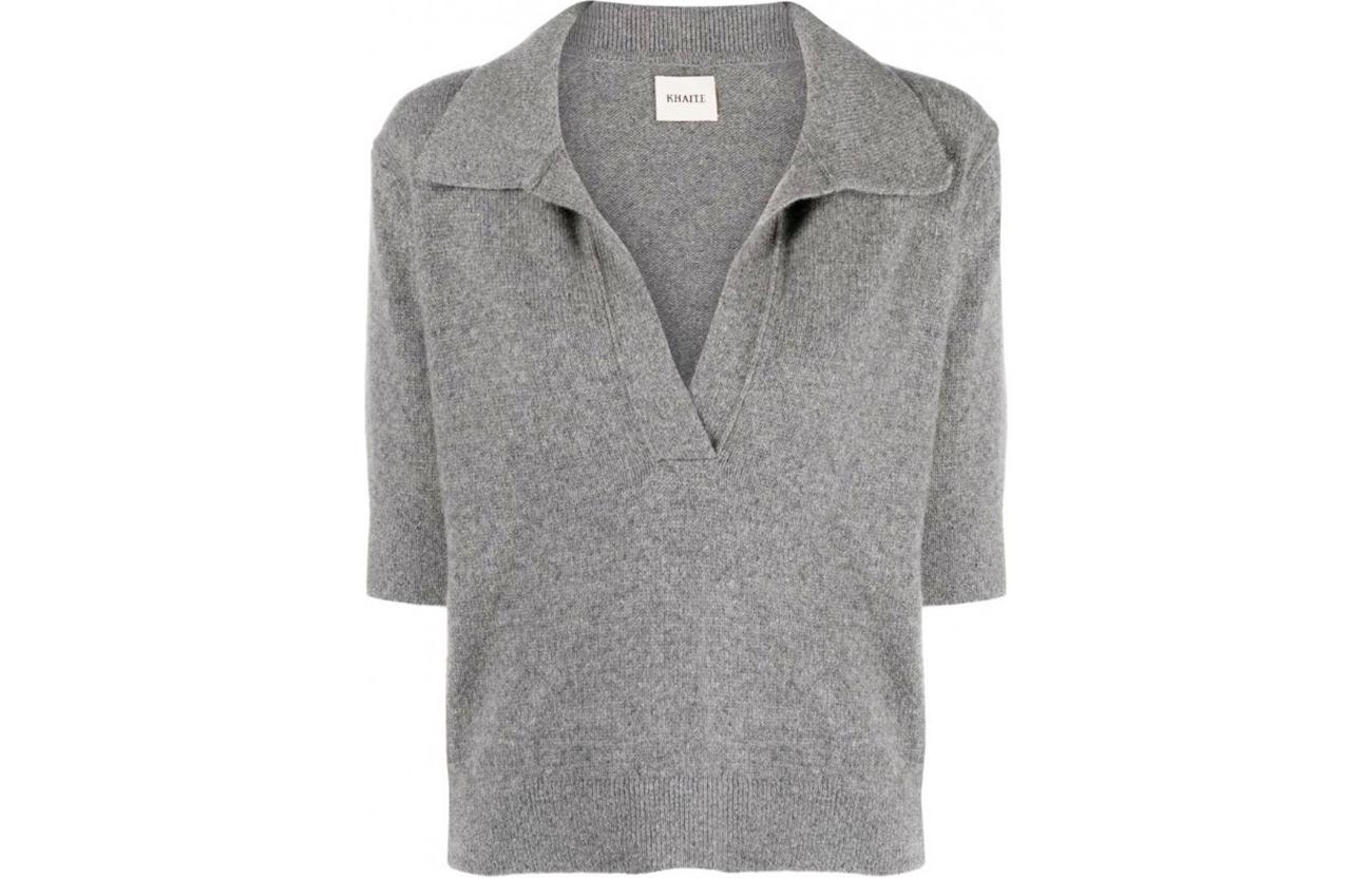 Jo Короткий рукав Поло Топ KHAITE, серый
Jo Короткий рукав Поло Топ KHAITE, серый