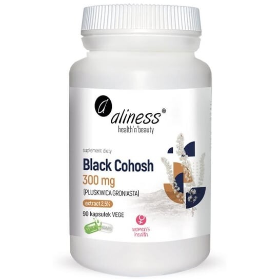 Aliness, Black Cohosh 300 мг (Клопогон черный) 90 капсул 
Aliness, Black Cohosh 300 мг (Клопогон черный) 90 капсул
