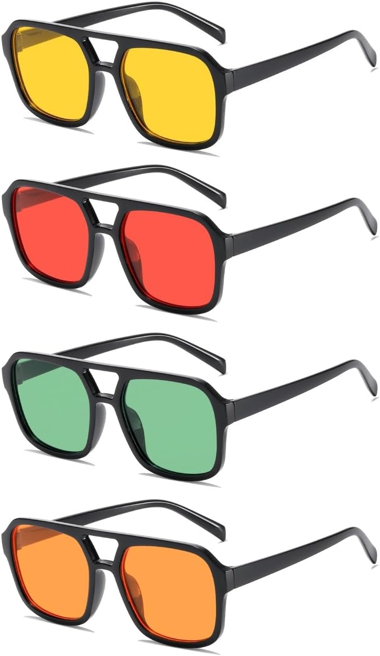 IKANOO 4 штуки винтажных ретро-солнцезащитных очков-авиаторов в стиле 70-х, квадратные, для женщин и мужчин, классические прямоугольные солнцезащитные очки, модные оттенки, Yellow+red+green+orange
IKANOO 4 штуки винтажных ретро-солнцезащитных очков-авиаторов в стиле 70-х, квадратные, для женщин и мужчин, классические прямоугольные солнцезащитные очки, модные оттенки, Yellow+red+green+orange