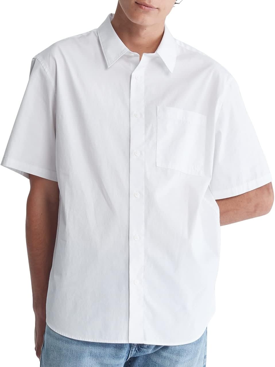 Мужская рубашка Calvin Klein с однотонным карманом и застежкой на пуговицы, короткий рукав, удобная, Brilliant White
Мужская рубашка Calvin Klein с однотонным карманом и застежкой на пуговицы, короткий рукав, удобная, Brilliant White