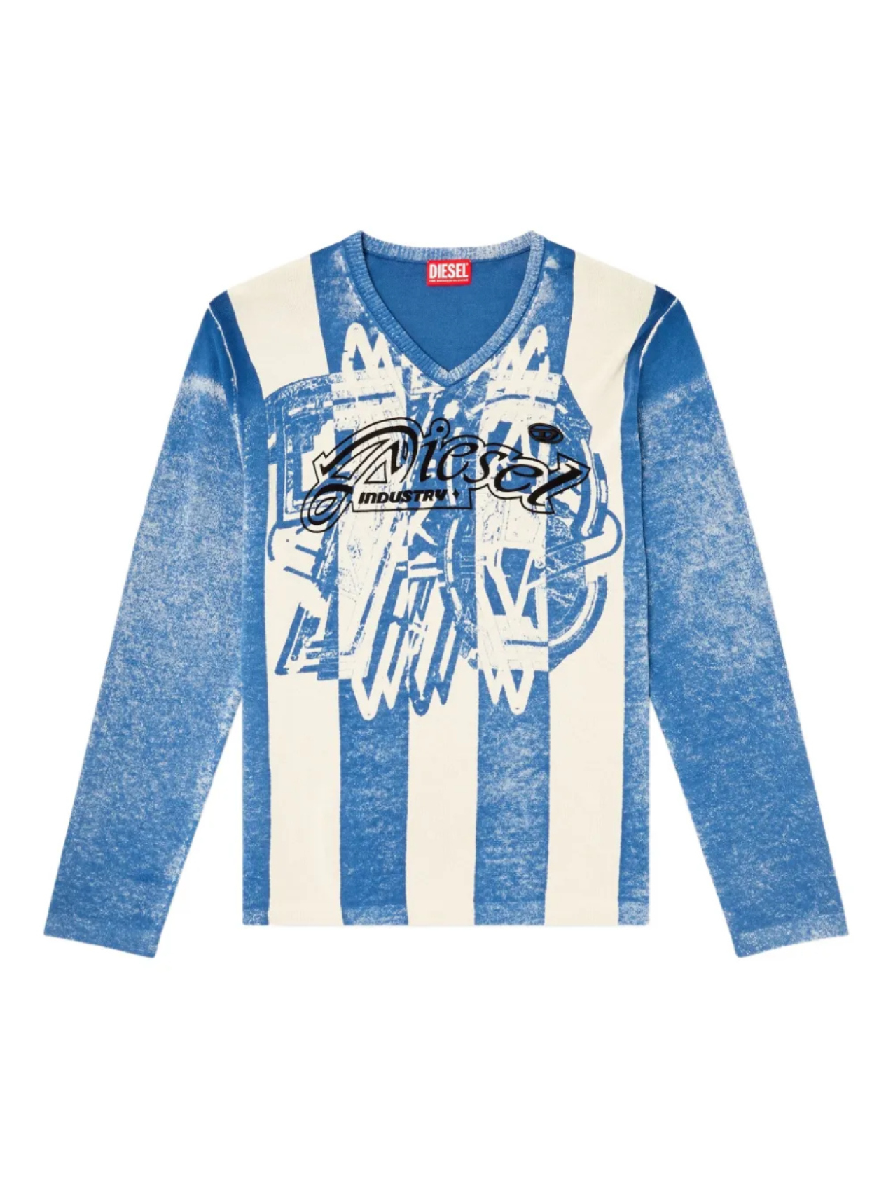 Свитер Diesel Oliba с полосатым принтом и V-образным вырезом, синий
Свитер Diesel Oliba с полосатым принтом и V-образным вырезом, синий