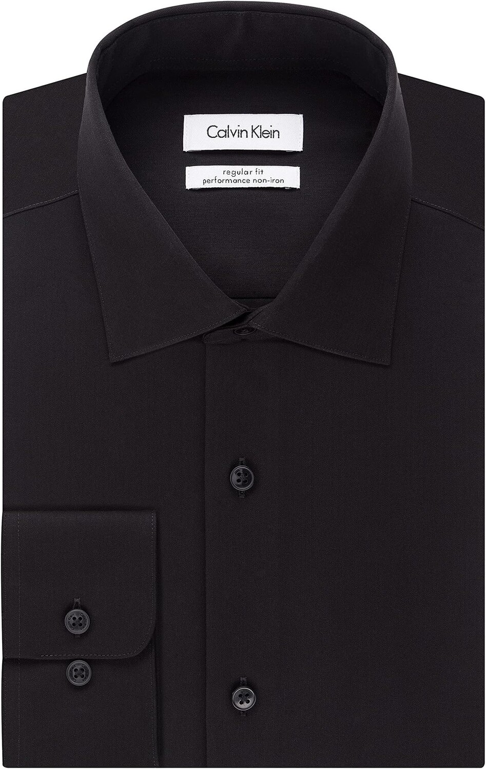 Мужская классическая рубашка стандартного кроя с узором «елочка» без железа Calvin Klein, черный