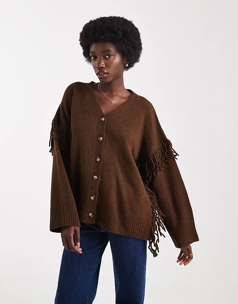 Кардиган бойфренда ASOS DESIGN шоколадного цвета с бахромой
Кардиган бойфренда ASOS DESIGN шоколадного цвета с бахромой