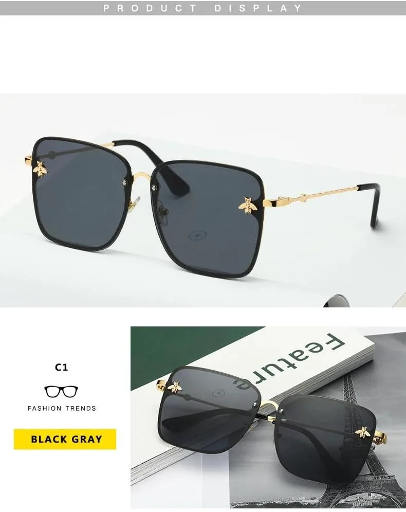 Большие квадратные солнцезащитные очки без оправы с рисунком пчел, стильный узор в виде пчел, большие квадратные солнцезащитные очки, дизайн без оправы UQKY, Cranber
Большие квадратные солнцезащитные очки без оправы с рисунком пчел, стильный узор в виде пчел, большие квадратные солнцезащитные очки, дизайн без оправы UQKY, Cranber