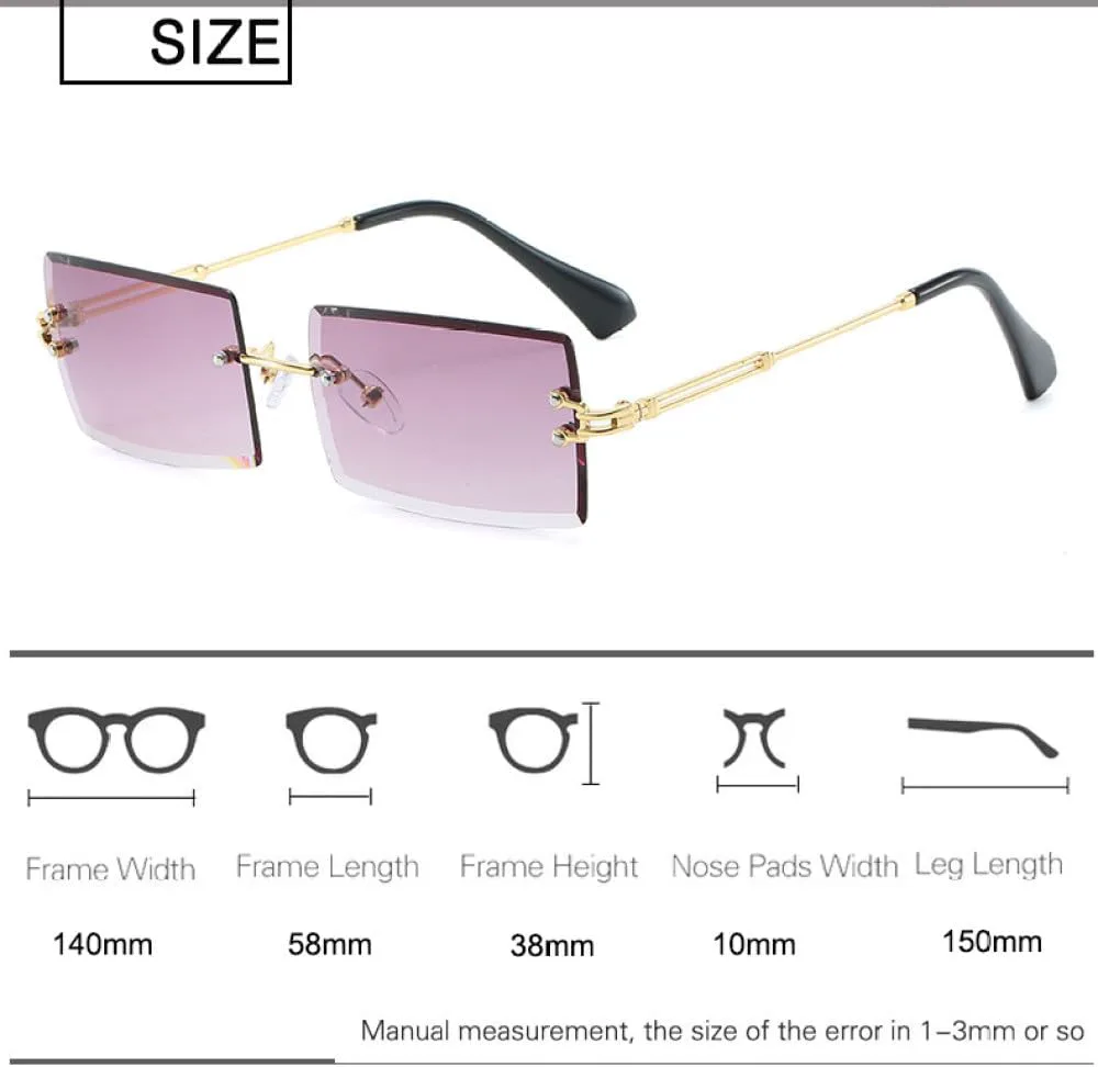 Популярные модные солнцезащитные очки без оправы прямоугольной формы для женщин и мужчин, из сплава, с защитой от УФ-излучения UV400 WNCKSQ, Gold-blue Pink
Популярные модные солнцезащитные очки без оправы прямоугольной формы для женщин и мужчин, из сплава, с защитой от УФ-излучения UV400 WNCKSQ, Gold-blue Pink