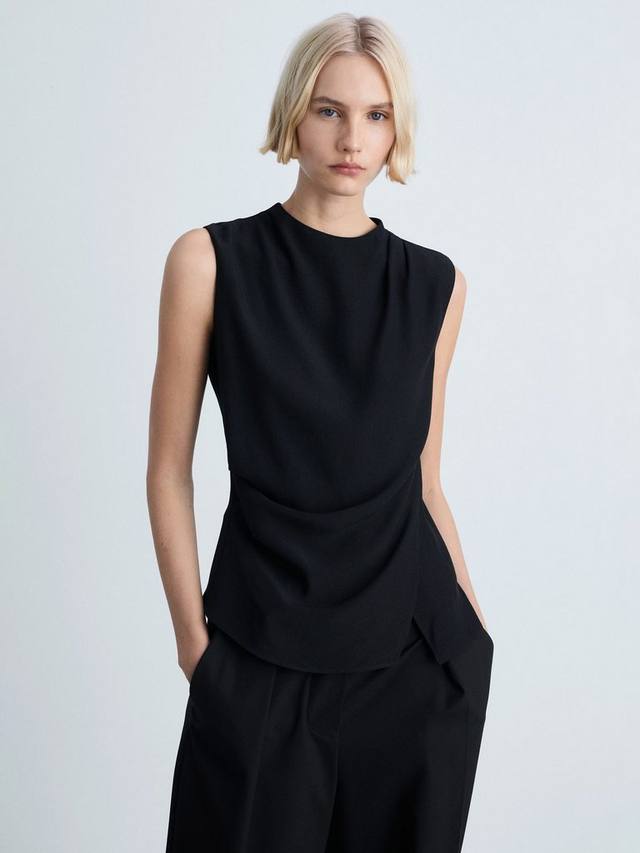 Зональный драпированный топ без рукавов Mango, черный
Зональный драпированный топ без рукавов Mango, черный