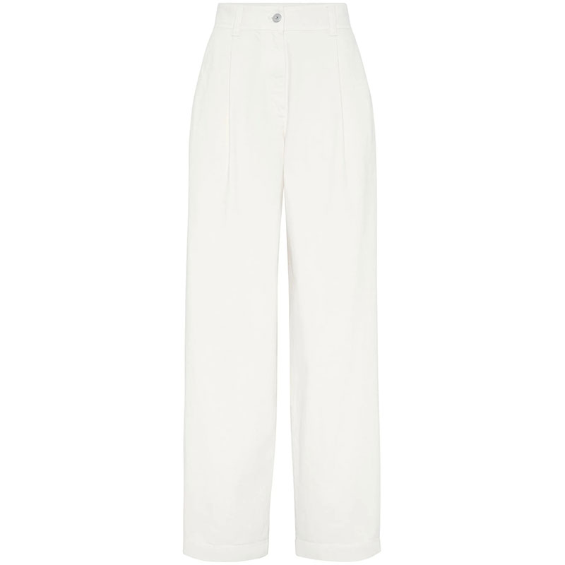 Брюки джинсовые плиссированные широкие Brunello Cucinelli, белый
Брюки джинсовые плиссированные широкие Brunello Cucinelli, белый