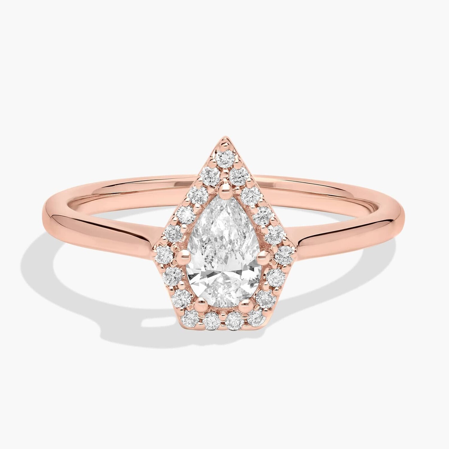 Кольцо с бриллиантами в форме груши и пятью гранями из розового золота 14 карат (1/2 карата). Blue Nile