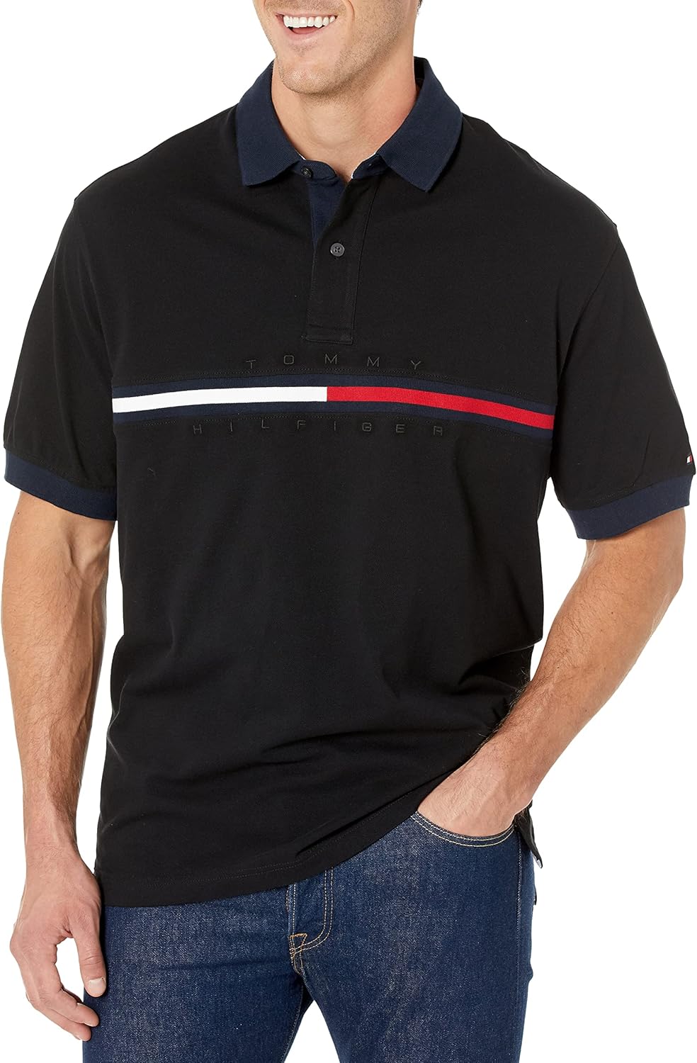 Мужская рубашка поло Tommy Hilfiger с коротким рукавом и принтом флага из хлопка пике для больших и высоких, с индивидуальным кроем, Deep Knit Black, Черный, Мужская рубашка поло Tommy Hilfiger с коротким рукавом и принтом флага из хлопка пике для больших
Мужская рубашка поло Tommy Hilfiger с коротким рукавом и принтом флага из хлопка пике для больших и высоких, с индивидуальным кроем, Deep Knit Black, Черный, Мужская рубашка поло Tommy Hilfiger с коротким рукавом и принтом флага из хлопка пике для больших