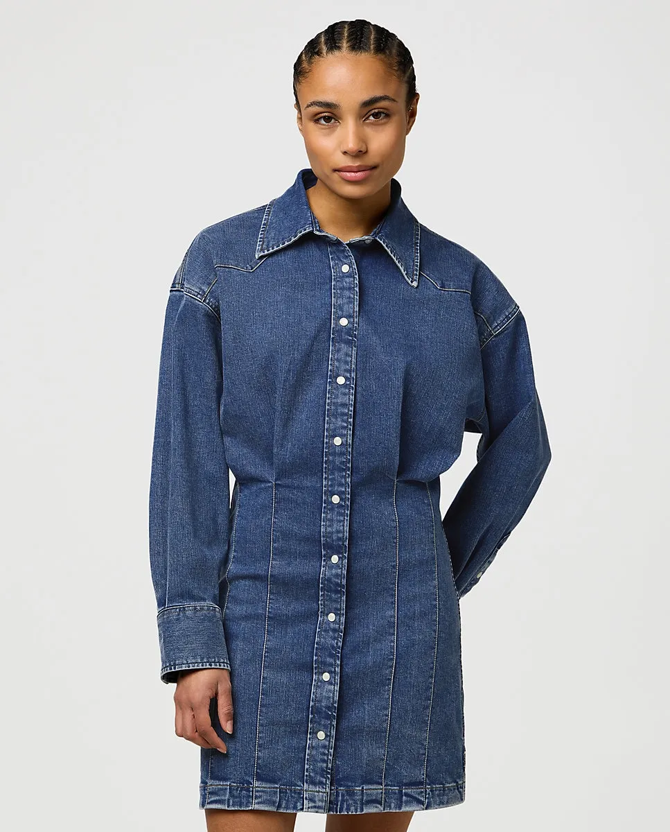 Джинсовое платье со складками на юбке Wrangler, синий
Джинсовое платье со складками на юбке Wrangler, синий