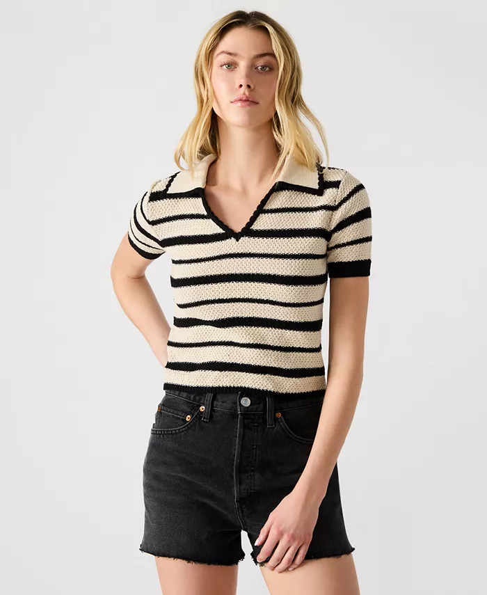 Женский полосатый свитер с короткими рукавами Steve Madden, черный
Женский полосатый свитер с короткими рукавами Steve Madden, черный