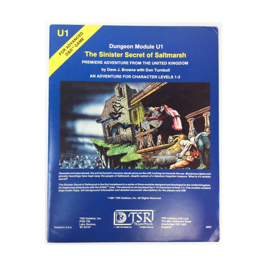 Модуль Sinister Secret of Saltmarsh (2nd Printing), Advanced Dungeons & Dragons (1st Edition) - Modules & Adventures - U & UK Series
Модуль Sinister Secret of Saltmarsh (2nd Printing), Advanced Dungeons & Dragons (1st Edition) - Modules & Adventures - U & UK Series