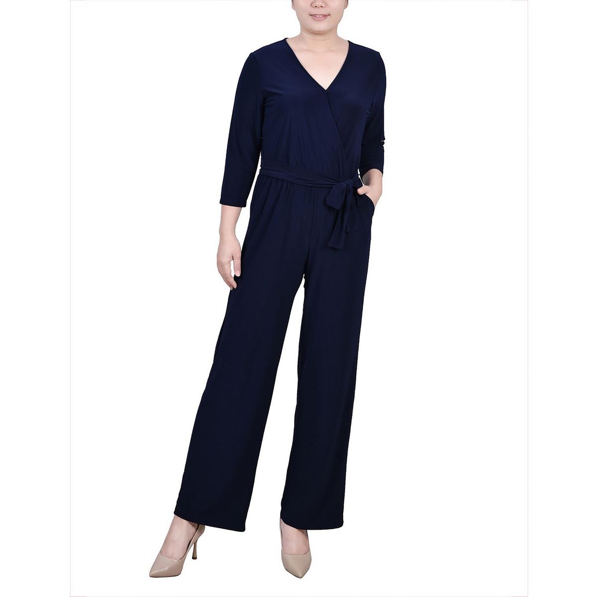 Petites Женский однотонный комбинезон с широкими штанинами NY Collection, темно-синий
Petites Женский однотонный комбинезон с широкими штанинами NY Collection, темно-синий