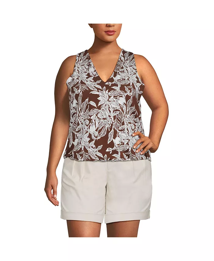 Легкий трикотажный топ-блузон большого размера с V-образным вырезом Lands' End, коричневый
Легкий трикотажный топ-блузон большого размера с V-образным вырезом Lands' End, коричневый