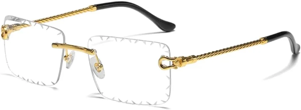 Женские солнцезащитные очки без оправы с полыми линзами, металлическими витыми дужками, цветные, для улицы, защита от УФ-излучения UV400 TVTBBVV, Golden Transparent
Женские солнцезащитные очки без оправы с полыми линзами, металлическими витыми дужками, цветные, для улицы, защита от УФ-излучения UV400 TVTBBVV, Golden Transparent