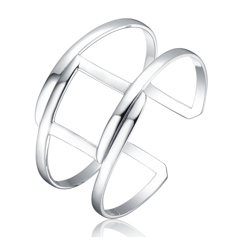 Элегантный современный браслет-манжета из стерлингового серебра с покрытием из белого золота Genevive, серебряный
Элегантный современный браслет-манжета из стерлингового серебра с покрытием из белого золота Genevive, серебряный