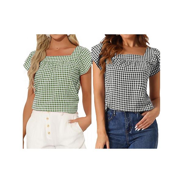 2 упаковки летних топов с квадратным вырезом в клетку для женщин, безрукавки Inspire Chic, Green White Black
2 упаковки летних топов с квадратным вырезом в клетку для женщин, безрукавки Inspire Chic, Green White Black
