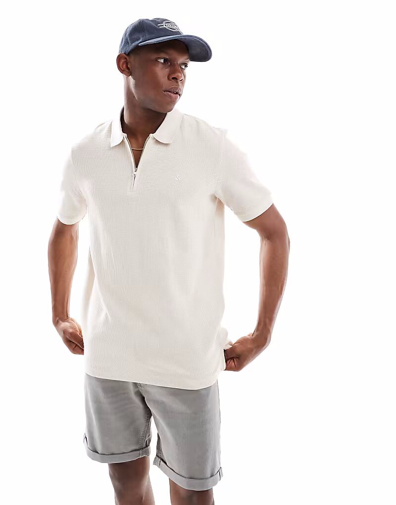 Поло на молнии Jack & Jones бежевого цвета 
Поло на молнии Jack & Jones бежевого цвета