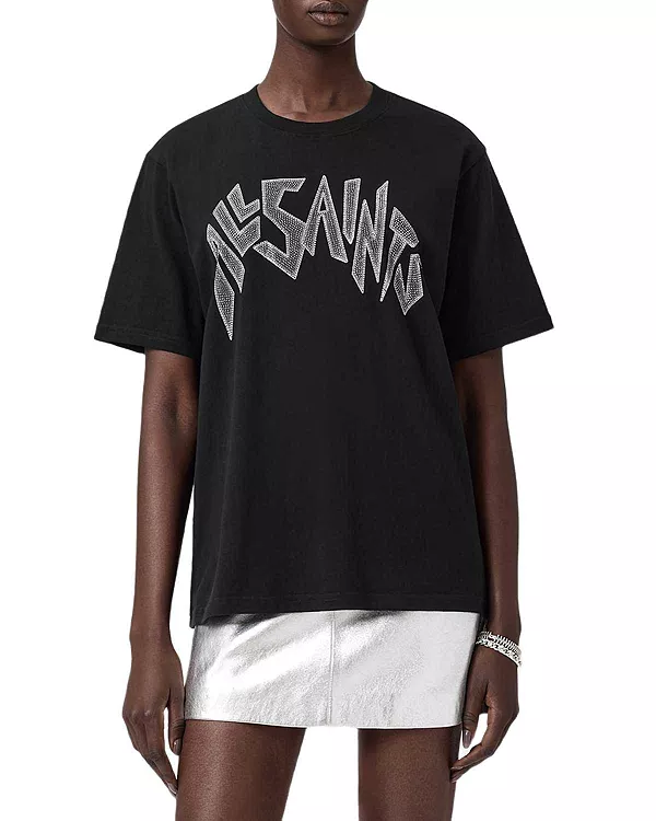 Футболка бойфренда с цинком Allsaints, черный
Футболка бойфренда с цинком Allsaints, черный