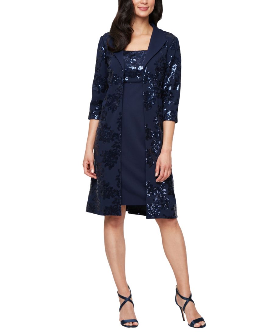 Женское короткое эластичное платье-сарафан с квадратным вырезом Alex Evenings, NAVY
Женское короткое эластичное платье-сарафан с квадратным вырезом Alex Evenings, NAVY