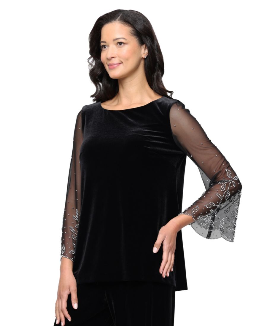 Женская бархатная блузка с рукавами 3/4 Alex Evenings, black
Женская бархатная блузка с рукавами 3/4 Alex Evenings, black