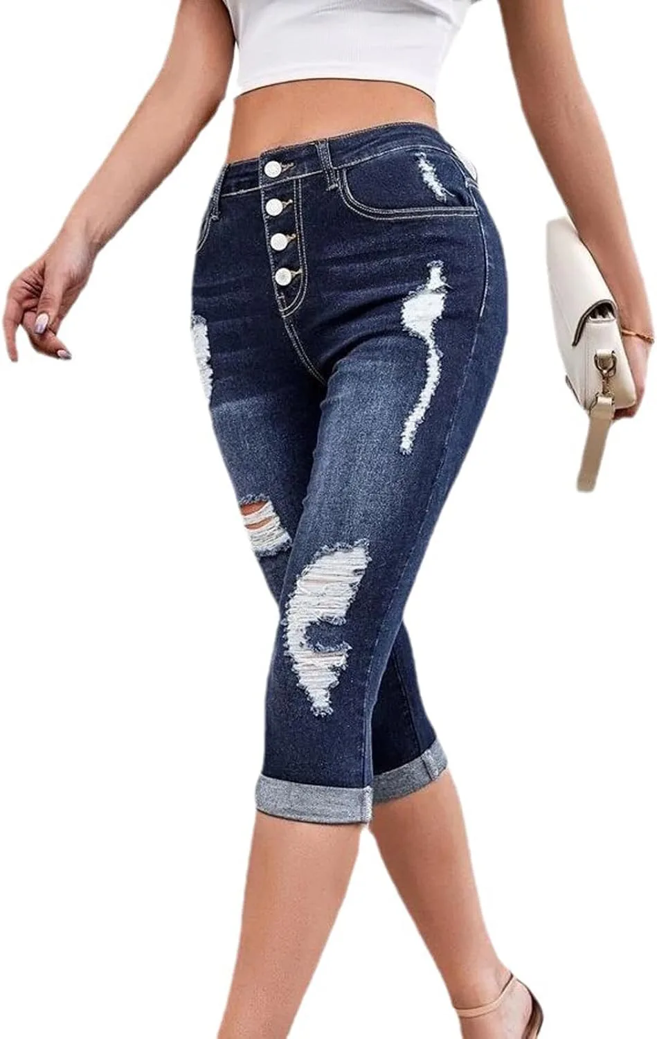 Conshvi рваные капри для женщин с высокой посадкой
Conshvi рваные капри для женщин с высокой посадкой