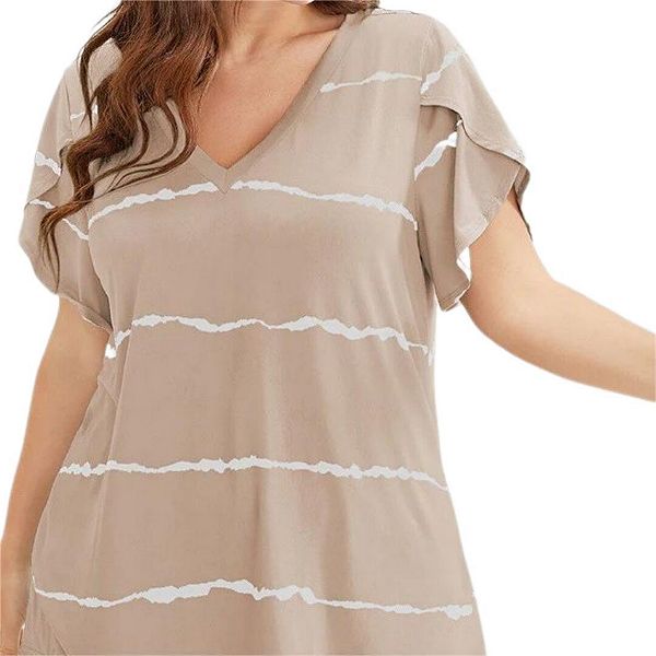 Женская футболка с V-образным вырезом и коротким рукавом в полоску, plus size Yesfashion, Khaki
Женская футболка с V-образным вырезом и коротким рукавом в полоску, plus size Yesfashion, Khaki