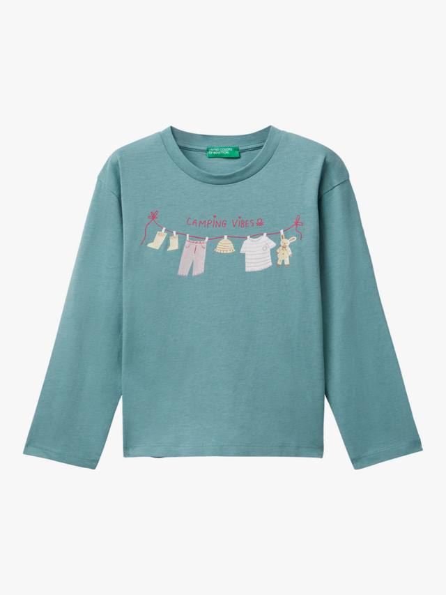 Детская хлопковая футболка с длинным рукавом и принтом Benetton, Green
Детская хлопковая футболка с длинным рукавом и принтом Benetton, Green