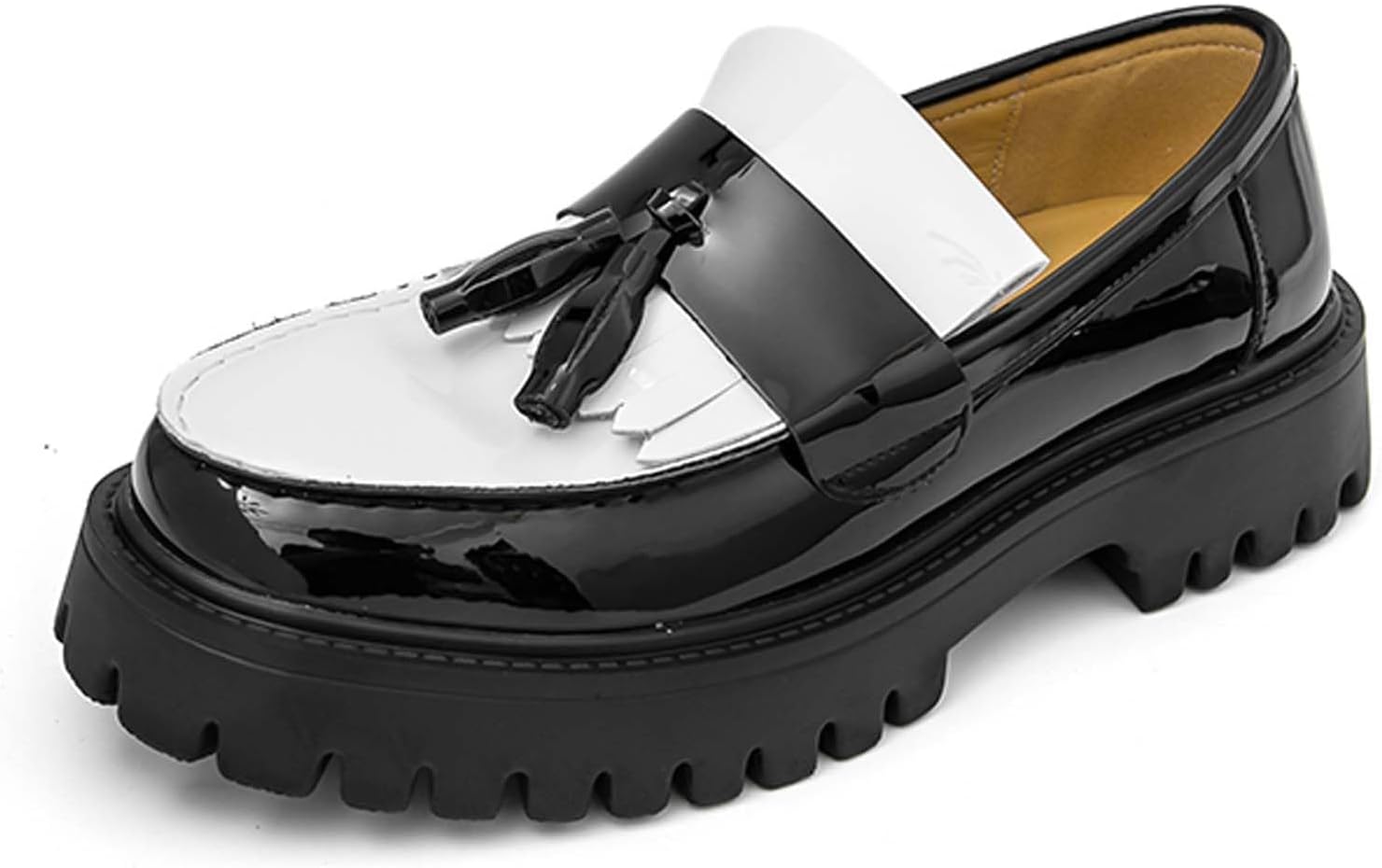 Мужские лоферы с толстой подошвой на платформе с противоскользящей поверхностью и верхом из лакированной кожи, подходящие для работы в офисе, вечеринок, танцев и свадеб Generic, белый/черный
Мужские лоферы с толстой подошвой на платформе с противоскользящей поверхностью и верхом из лакированной кожи, подходящие для работы в офисе, вечеринок, танцев и свадеб Generic, белый/черный