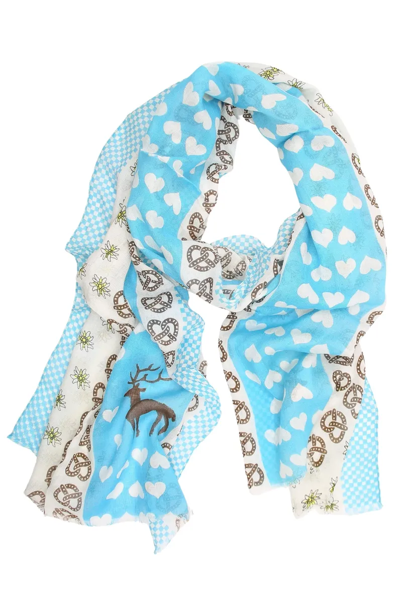 Шарф Allgäu Rebell "Herzerl" с цветами, крендельками и оленями, бирюзовый
Шарф Allgäu Rebell "Herzerl" с цветами, крендельками и оленями, бирюзовый