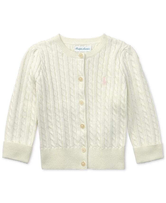 Хлопковый кардиган косой вязки для маленьких девочек Polo Ralph Lauren, белый
Хлопковый кардиган косой вязки для маленьких девочек Polo Ralph Lauren, белый