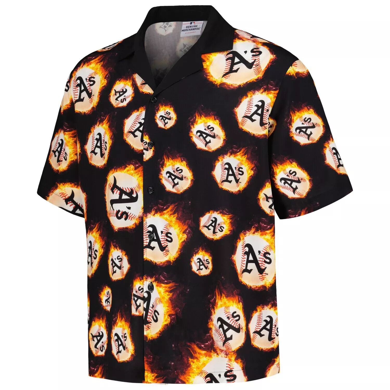 Мужская черная рубашка на пуговицах Oakland Athletics Flame Fireball
Мужская черная рубашка на пуговицах Oakland Athletics Flame Fireball