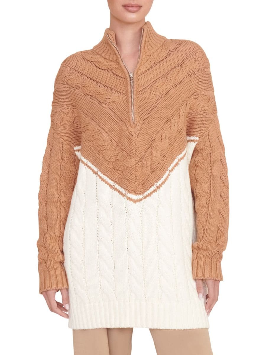 Удлиненный свитер Hampton с цветными блоками и косами Staud, цвет Camel Ivory
Удлиненный свитер Hampton с цветными блоками и косами Staud, цвет Camel Ivory