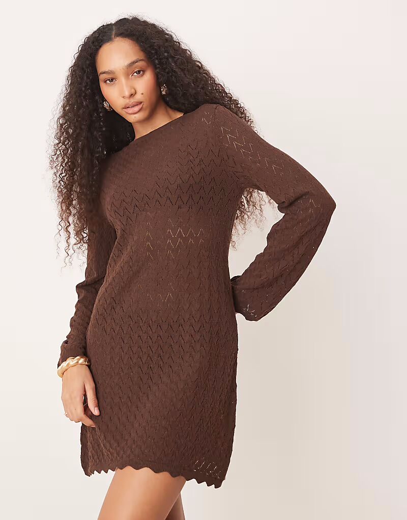 Трикотажное мини-платье с расклешенными рукавами от ASOS DESIGN коричневого цвета
Трикотажное мини-платье с расклешенными рукавами от ASOS DESIGN коричневого цвета