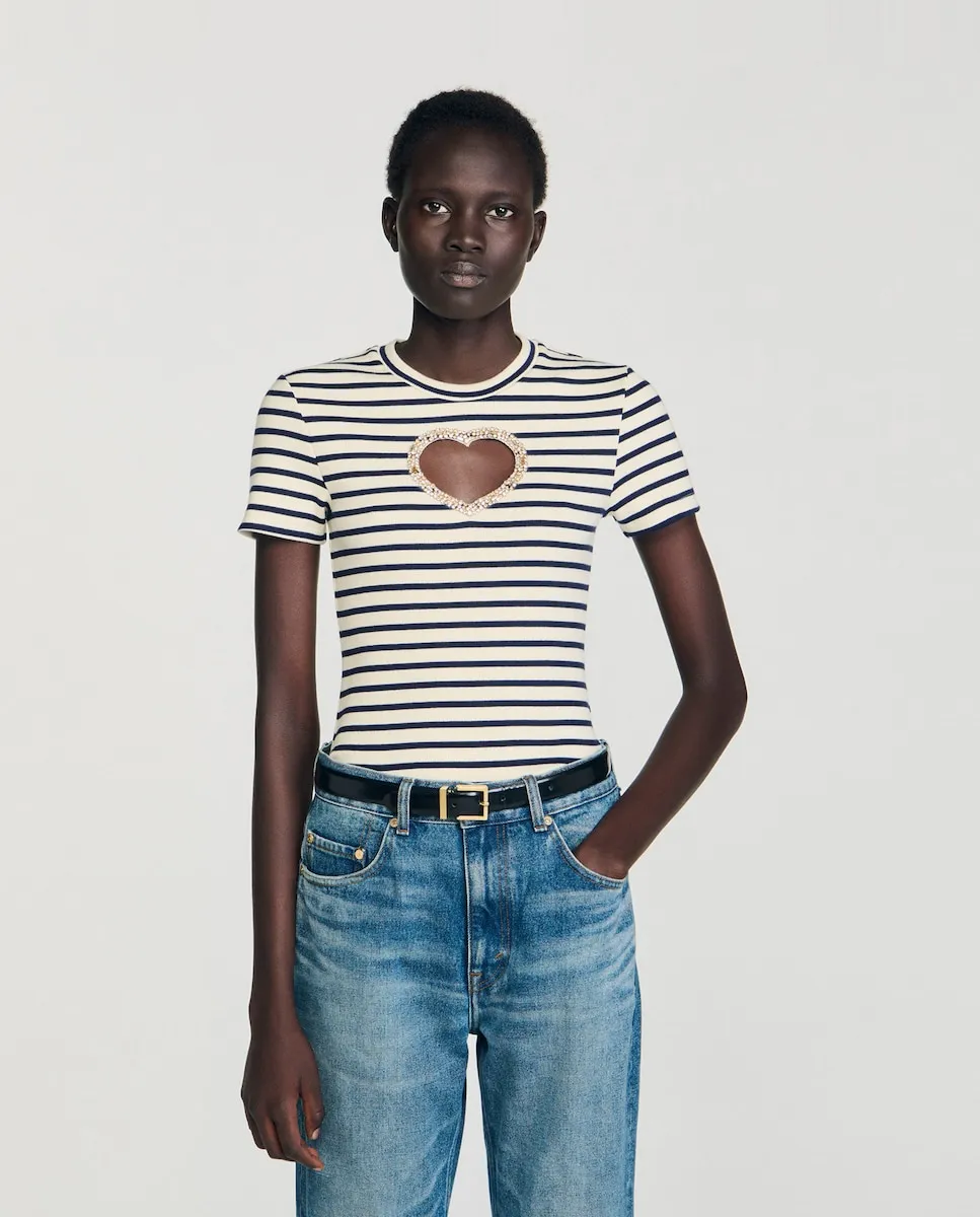 Женская футболка с сердечком из страз Sandro, белый
Женская футболка с сердечком из страз Sandro, белый