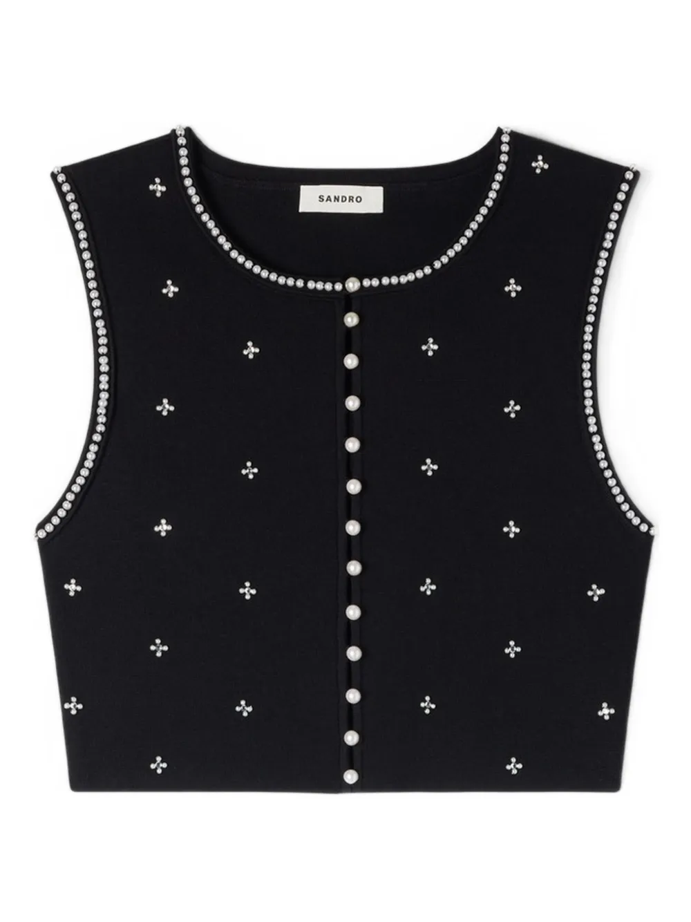 Укороченный топ с цветочным декором из страз Sandro, черный
Укороченный топ с цветочным декором из страз Sandro, черный